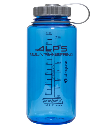 ALPS Mountaineering Nalgene® Bottle - Slate Blue - Front view showing ALPS Mountaineering logo