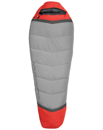 Zenith +30º - Gray/Red - Overhead view of sleeping bag zipped closed