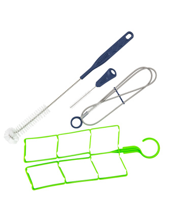 Reservoir Cleaning Kit - Accessories - Three different sized flexible cleaning brushes and one green plastic reservoir hanger