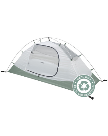 Felis 1 Tent - Gray/Iceberg Green - Quarter front profile with recycled logo