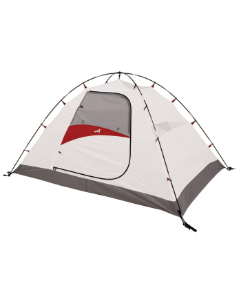Taurus 4 Tent - Gray/Red - Quarter front profile with no fly