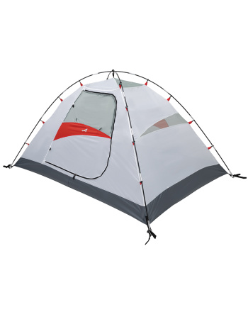 Taurus 4 Tent - Gray/Red - Quarter front profile with no fly