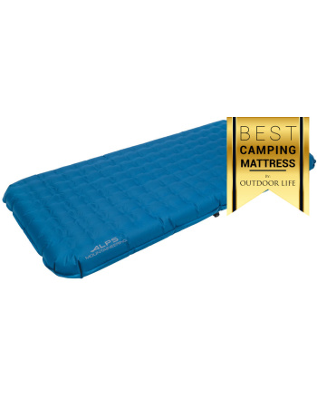 Vertex Air Bed Twin - Blue - Quarter profile with Banner (best air mattress 2022 - Outdoor Life)